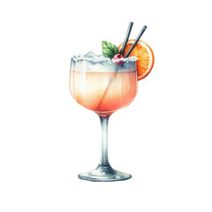 watercolor cocktail with soft drinks