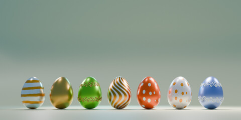 Happy Easter holiday banner. Greeting banner. 3d render. Space for text.