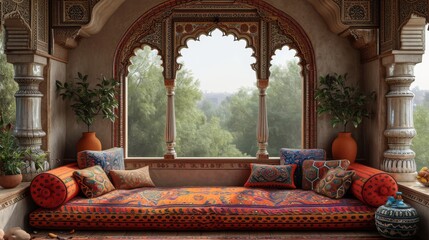 Elegance of Heritage: Traditional Indian Home Interiors generative ai