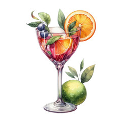 watercolor cocktail with soft drinks