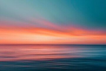 Abstract art capturing the feeling of a sunrise over the ocean, with gradients of orange, pink, and blue merging at the horizon.