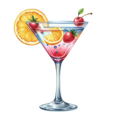 watercolor cocktail with soft drinks