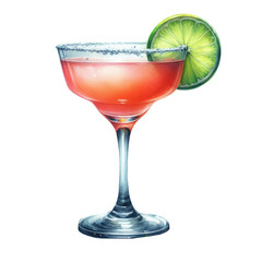 watercolor cocktail with soft drinks