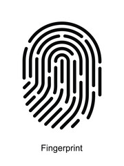 Fingerprints on a white background. Fingerprint linear symbol for graphic design. Cyber ​​security encryption icon. Identification concept.