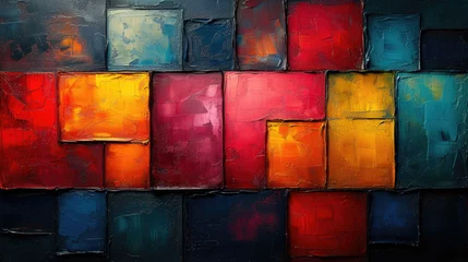 Fotobehang Vivid Color Blocks: Bold Abstract Art Piece © Sekai