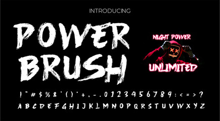Brush power typography font with gothic extremal lettering darkened apocalyptic and hardcore letters