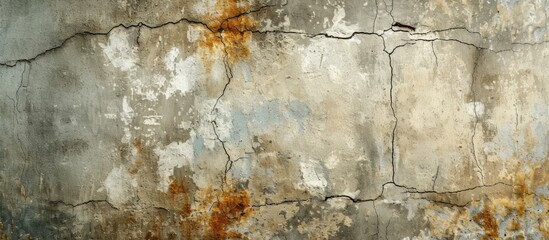 Vintage Charm: Texture of an Old Concrete Wall with Cracks, Scratches, and Chipped surface