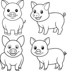 vector coloring page outline of Pig