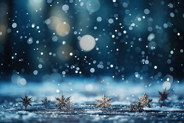 Fototapeta na wymiar Frozen Symphony: Graceful Snowflakes Dressed in White on Serene Snowscape