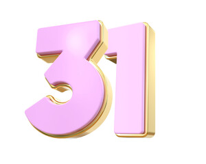 3D Pink Number 31