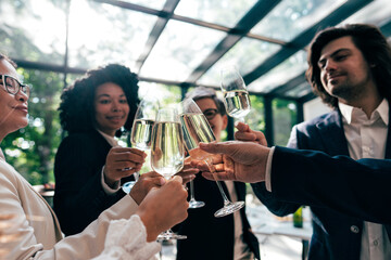 Businessmen and businesswomen making a corporate party