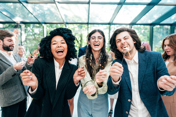 Businessmen and businesswomen making a corporate party