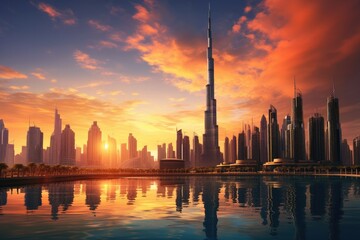 Naklejka premium United Arab Emirates- Dubai- View of cityspace. Generative ai