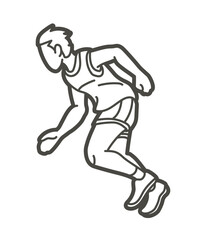Fototapeta na wymiar Marathon Runner Start Running A Man Running Action Movement Cartoon Sport Graphic Vector 