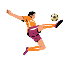 Fototapeta na wymiar Footballer or soccer player with ball on field
