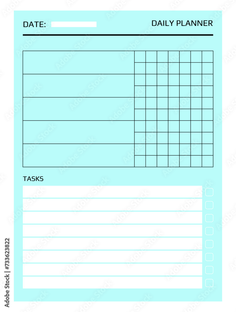 Poster planner page. daily plan. blank paper sheet. office schedule. tasks and goals planning. business sta