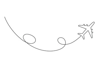 Airplane in continuous one line drawing. Isolated on white background vector illustration. Free vector