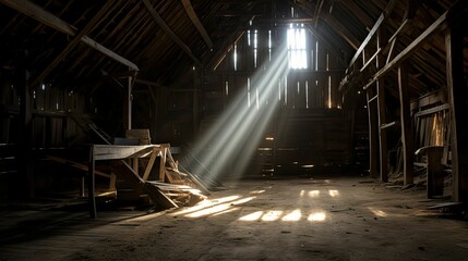 weathered inside old barn