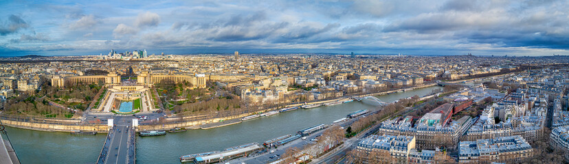 Paris City in France as Panoramic View From Eiffel Tower and Avenue Des Champs Elysees.