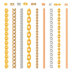 Luxury chains from base metals, fashion concept - obrazy, fototapety, plakaty