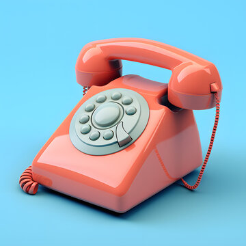3d rendering telephone icon toon style