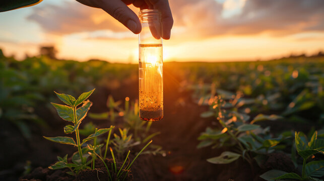 taking a soil sample for a soil test in a field