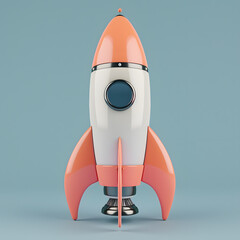 3d rendering rocket icon toon style