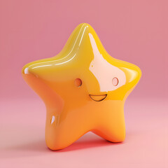 3d rendering star icon toon style