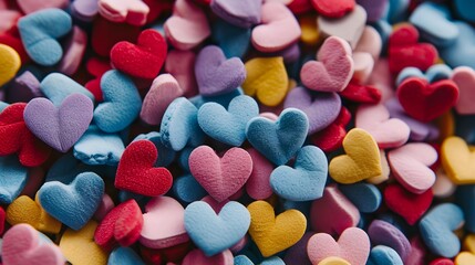 Fototapeta na wymiar Many small colorful hearts for Valentines day