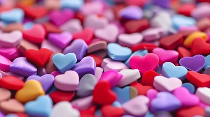Many small colorful hearts for Valentines day
