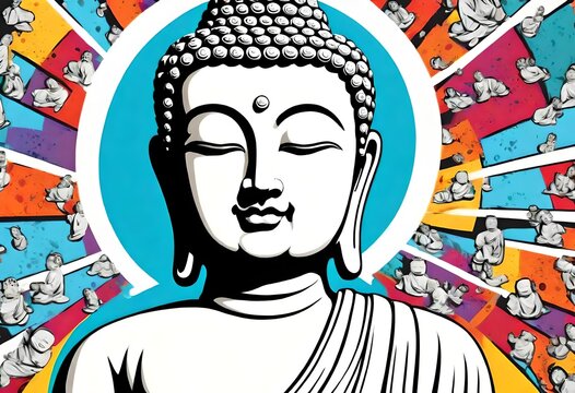 colorful vector style illustration of a peaceful buddah