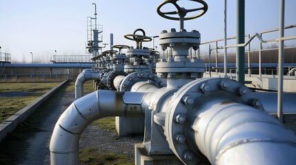 Industrial Gas Pipeline Surge. Global warming and industry concept. - obrazy, fototapety, plakaty