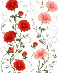 white background with illustration of flowers, floral wallpaper
