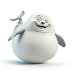 Funny overweight seal in shape of a ball, in style of cartoon character