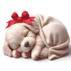 cute 3d adorable dog sleeping with white background