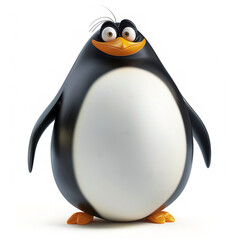 Fototapeta premium Funny overweight penguin in shape of a ball, in style of cartoon character