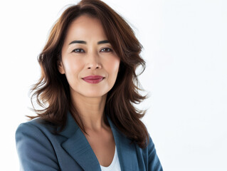Fototapeta premium Asian businesswoman portrait with a white copy space background