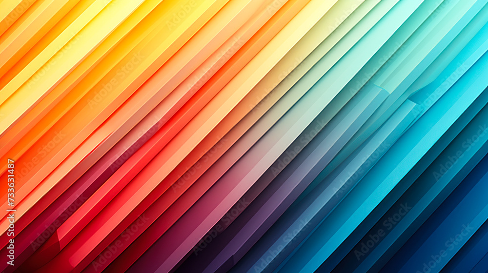 Poster vibrant diagonal stripes in warm and cool hues creating dynamic energy and motion, ideal for backgro