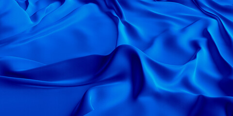 Cloth wavy abstract color fabric background. 3D rendering.  Cloth blue texture banner. - obrazy, fototapety, plakaty