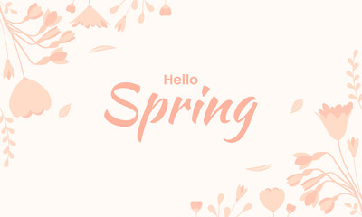 Spring background with flowers, leaves. Seasonal graphic illustration for banner, poster, card design. Vector