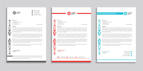 Corporate Creative Minimal Professional Modern & clean company business letterhead design bundle and letterhead template design set with pink and teal colors to use for any business. 