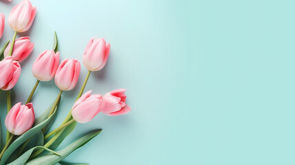 Fototapeta premium Women's Day, Valentine's Day, Mother's Day background concept, empty floral background with copy space