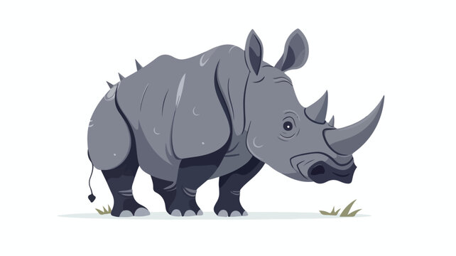 Rhino flat hand-drawn illustration. Cute