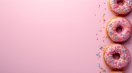 Donut arrangement on a flat surface with an empty space for writing