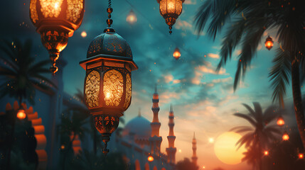 Obraz premium lantern ramadan islamic , eid mubarak, eid al adha Elegant eid al adha, Eid mubarak islamic greeting card, islamic festival of sacrifice, eid-al-adha mubarak, Happy Eid Ul Adha, lantern islamic , eid 