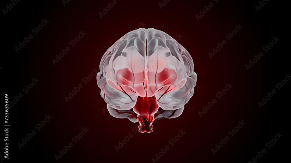 Poster brain digital translucent. neuron connections. futuristic medical technology concept. animation seam