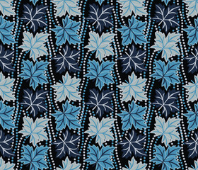 Japanese Wild Leaf Zigzag Vector Seamless Pattern