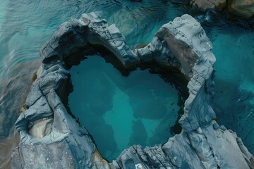 heart shaped rock pool with turquoise water