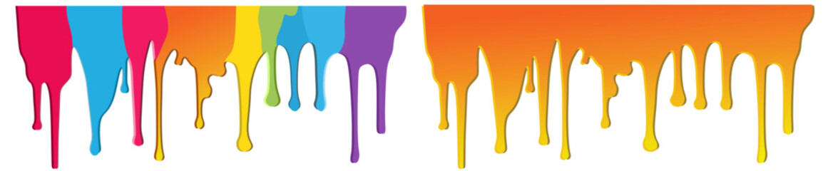Paint drops. Colorful acrylic paint dripping with liquid drops. Generative AI