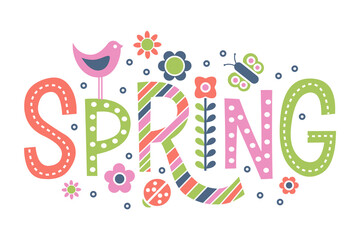 Hello spring vector greeting design, vector illustration  